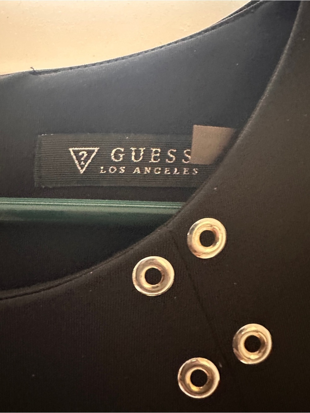 Guess Black Sleeveless Sheath Dress with Eyelet Accents - Picture 5 of 6
